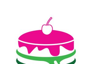 Sweet cake template logo design vector illustration of silhouette with cherries