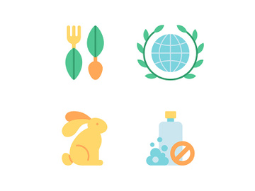 Eco friendly vector flat color icon set preview picture