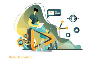 Business Online Marketing set flat illustration