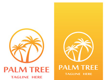 Palm tree summer logo design with creative ideas.