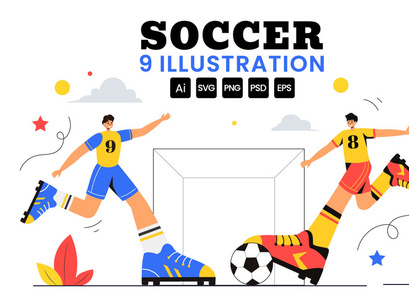 9 Soccer Sports Illustration