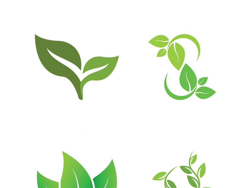 Logos of green tree leaf ecology nature element vector