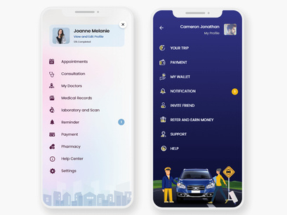 Mobile App Sidebar Navigation Menu UI Pack