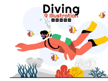 9 Underwater Diving Sport Illustration preview picture