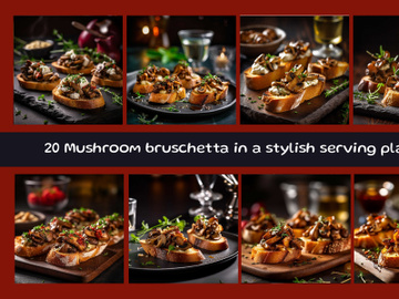 Mushroom bruschetta in a stylish serving platter preview picture