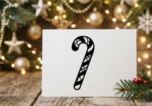 Black and white candy cane illustration for Christmas holiday design projects