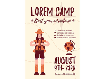 Summer camp poster flat vector template preview picture