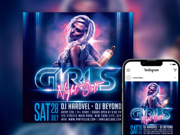 Free Stylish Girls Night Out Instagram Post Template preview picture