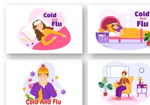 13 Flu and Cold Sickness Illustration
