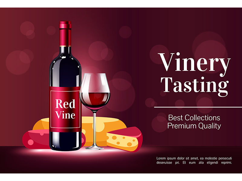 Winery tasting realistic vector product ads banner template