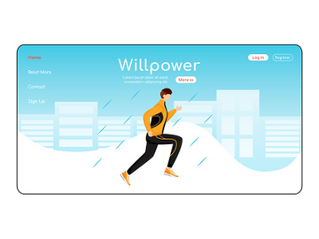 Willpower landing page flat color vector template preview picture