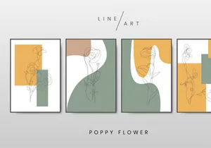 Poppy flower line art
