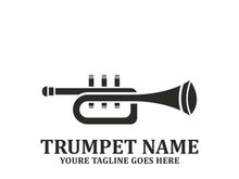 Musical instrument simple icon trumpet for jazz music logo design
