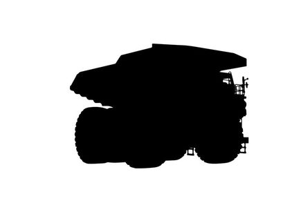 Silhouette of a large vehicle with a flatbed trailer