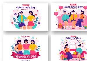 12 Happy Galentine's Day Illustration