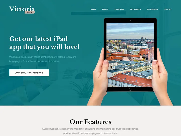 Victoria Landing Page Free UI Kit