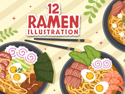 12 Ramen Japanese Food Illustration