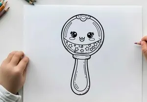 Cute baby pacifier with smiling face vector illustration