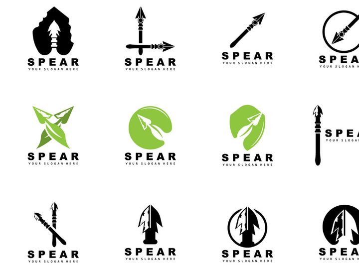 Spear Logo, Hunting Gear Design, Arrow War Weapon, Product Brand Vector