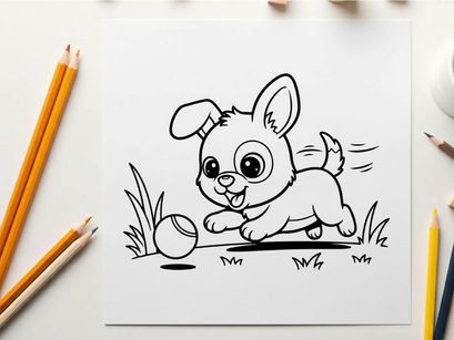 Cute rabbit running in grass vector illustration flat design