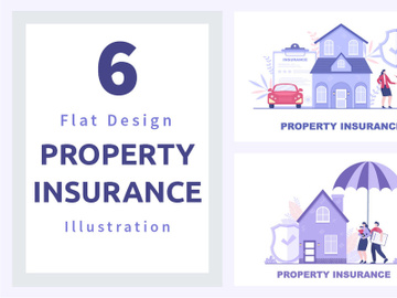 6 Property Insurance Flat Design Illustration preview picture