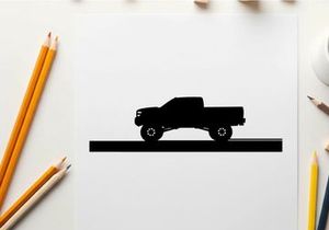 Silhouette of a pickup truck on a white background