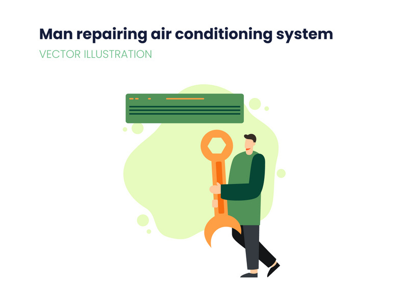 Man repairing air conditioning system