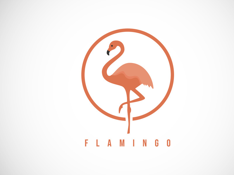 Flamingo bird in a circle. Flamingo bird logo design ~ EpicPxls