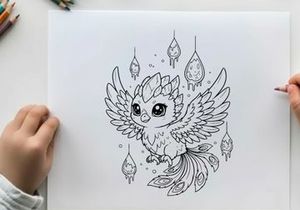 Cute snow owl with teardrop wings vector illustration