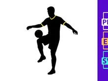Soccer player kicking ball in mid action with dynamic movement and skill