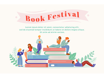 Book festival flat poster vector template preview picture