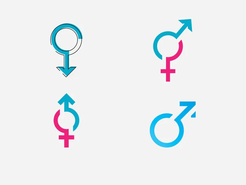 Gender symbol logo of sex and equality of males and females vector illustration