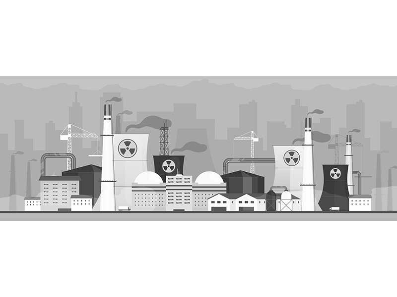 Air polluting factory flat color vector illustration