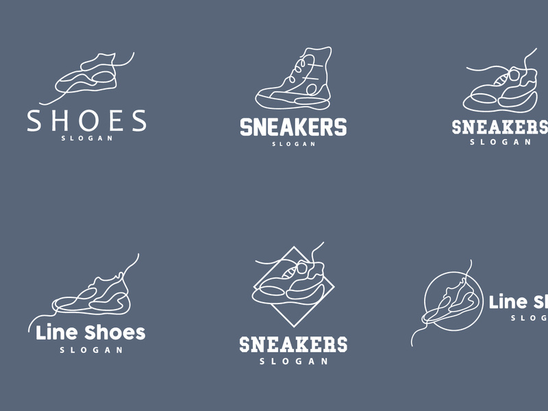 Shoe Logo, Minimalist Line Style Sneaker Shoe Design