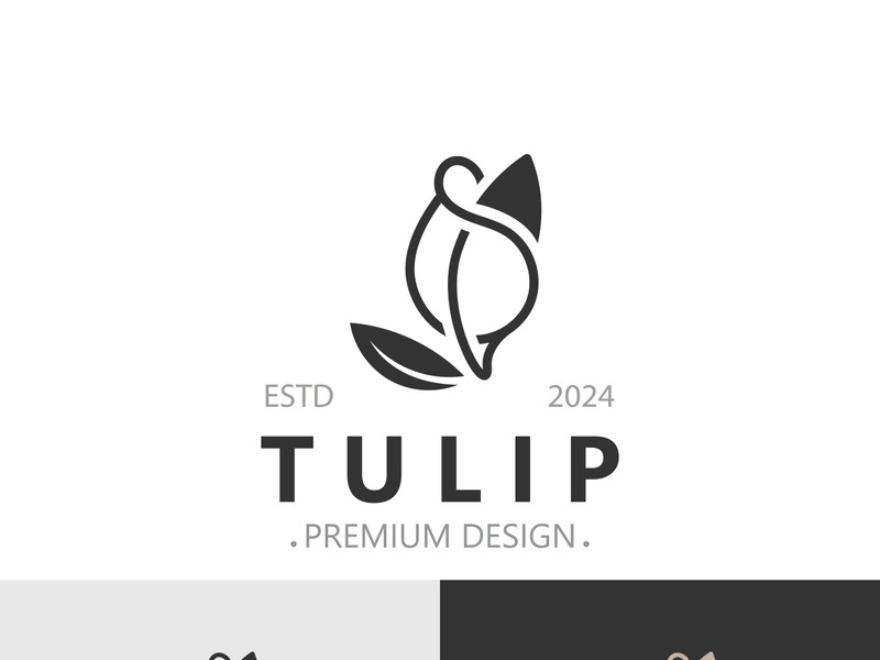 Tulip Flower bud logo with leaves design, suitable for fashion, beauty spa and boutique emblem business