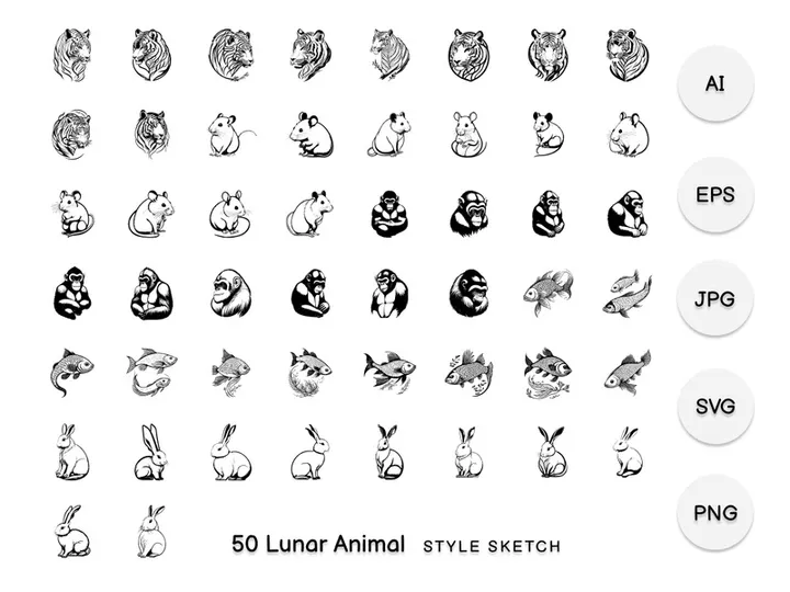 Lunar Animal Element Draw Black