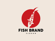 Koi Fish Logo Design, Ornamental Fish Vector