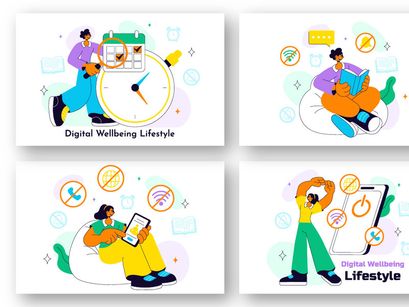 10 Digital Wellbeing Lifestyle Illustration
