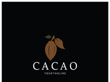 cocoa logo,cocoa bean,cocoa tree,cocoa branches and leaves,chocolate mix on white background,vintage,modern,simple,minimalist icon illustration template design vector
