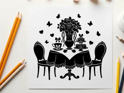 Romantic table setting with silhouette decor