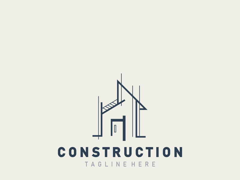 Construction structure line home building and repair logo Design illustration
