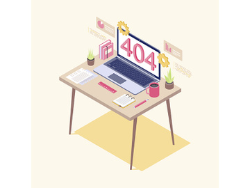 404 error on laptop display isometric illustration preview picture