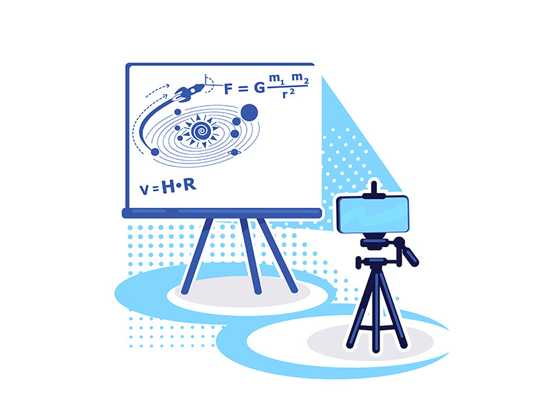 Streaming setup for e learning flat color vector object