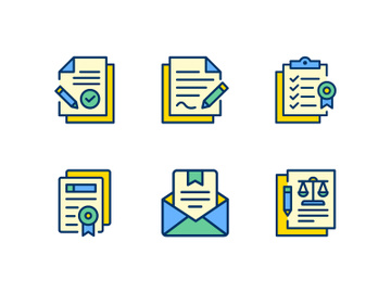 Legal Document Set Icon Pack. Vector Design. preview picture