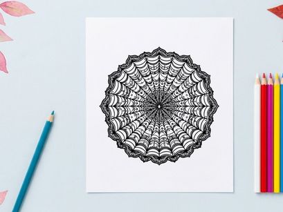 Diseño de mandala geométrico intrincado para arte y decoración. Patrón circular simétrico con detalles de líneas y motivos ornamentales.