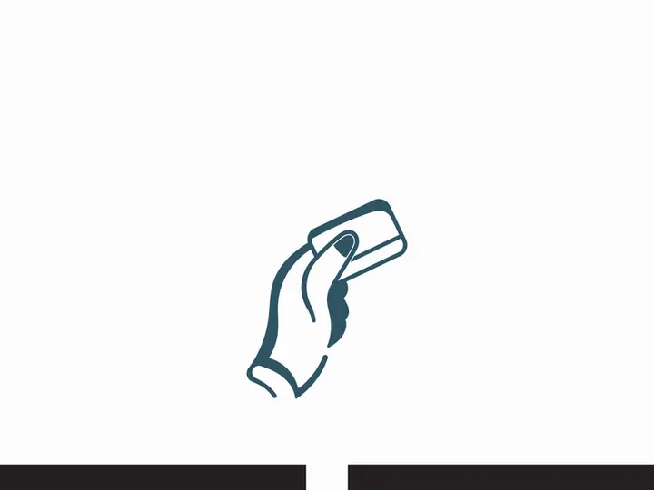 Hand holding credit card business icon image design