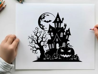 haunted house halloween night vector illustration