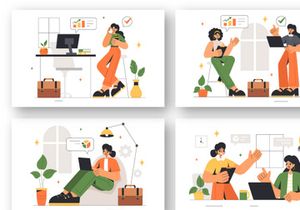 12 Confident Businesswomen Illustration