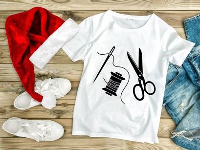 Classic Sewing Kit Tools Silhouette Illustration