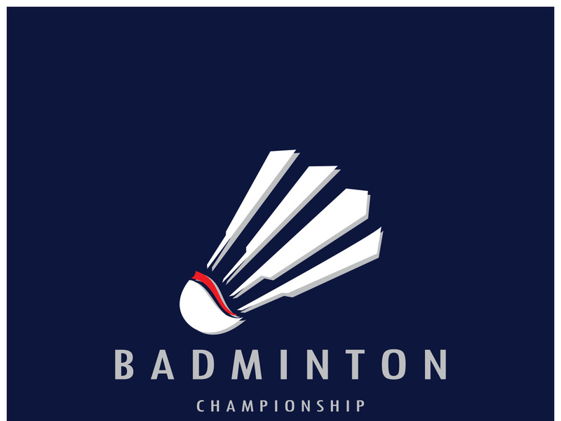 Modern Badminton logo design with Dynamic Shuttlecock and Racket, for championship, sport, sports shop, badminton school, business, company, tournament